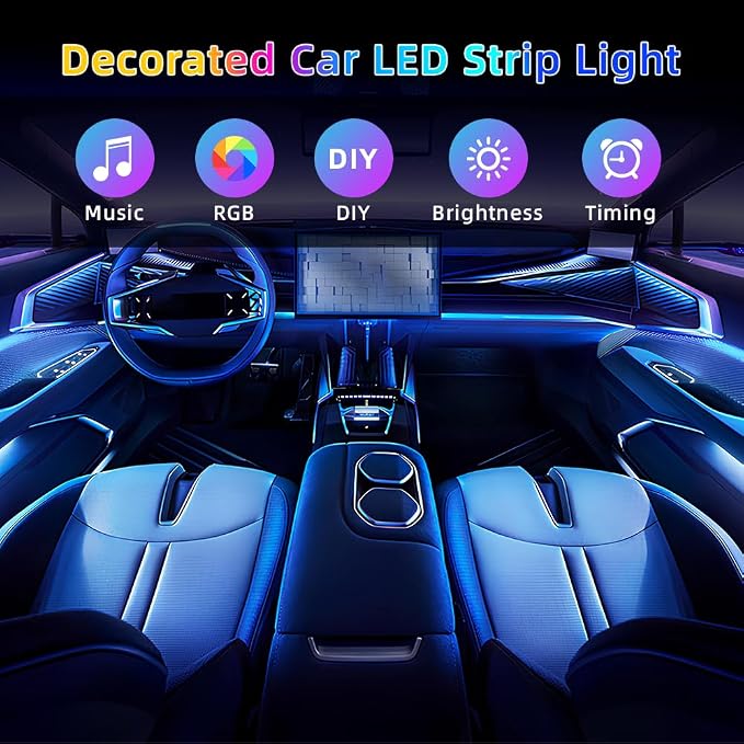 Acrylic Interior Car LED Strip Light, Dreamcolor 6-in-1 RGB Ambient Lighting with APP, 16 Million Colors 175in 600LED Music Sync Lights for Night Driving, Home, Camping & Gift Decor - Image 2