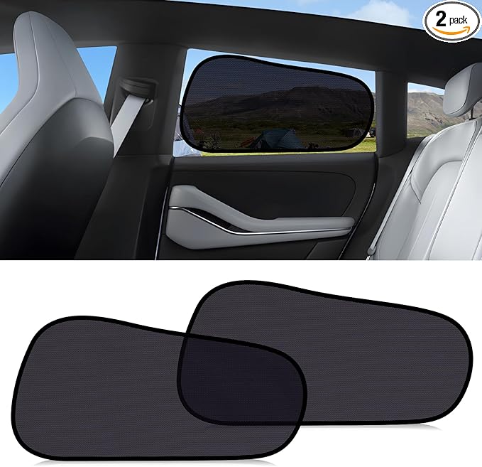 ZATOOTO Tesla Model Y Back Side Window Sun Shades, 95% UV & Heat Block | Custom Fit 2020-2026, Anti-glare, Privacy Protection, Semi Transparent Static Cling, No Adhesive, Tool-Free Install by ZATOOTO
