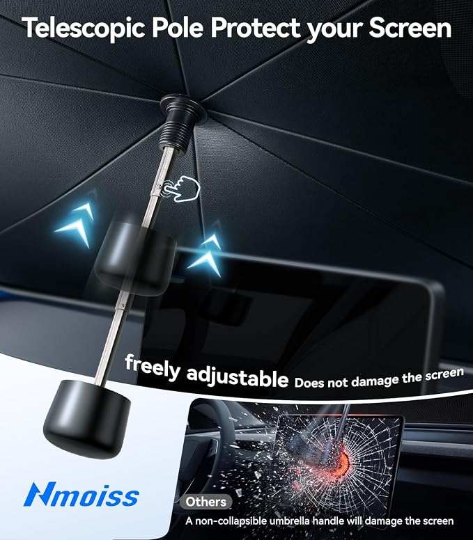 2026 Upgraded Nmoiss True Dual Layer Air Cool Windshield Sun Shade Umbrella | Drive to Superior Coolness & Comfort Block 99% UV Sun Rays & Heat Damage Keep Cool Protect Interior Zero Light Leakage XS - Image 6