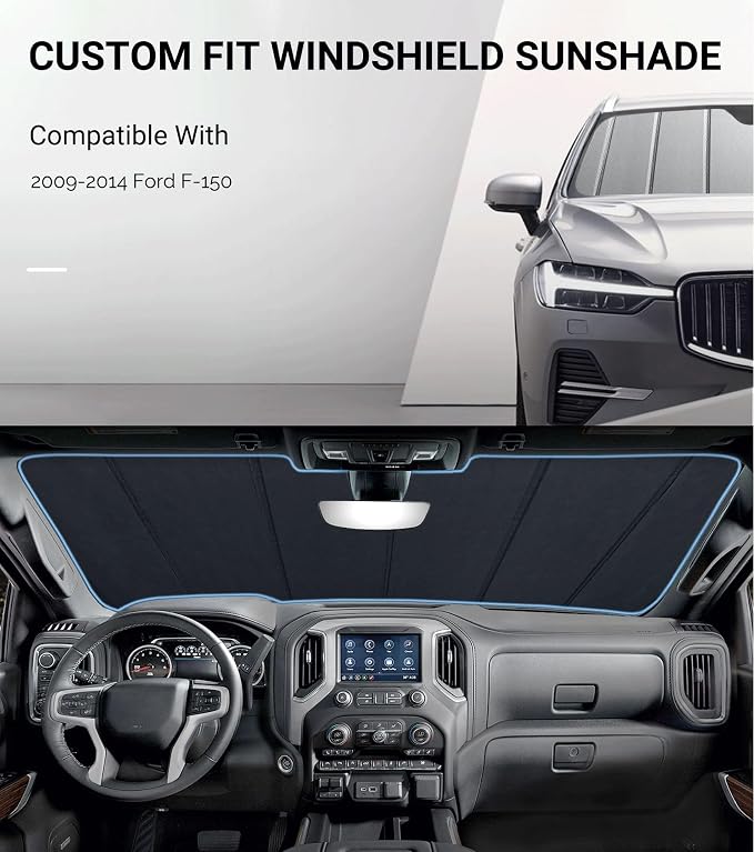 Pigenius Windshield Sun Shade for Ford F-150 2009-2014 Custom Window Sunshade - Safeguard - Image 2