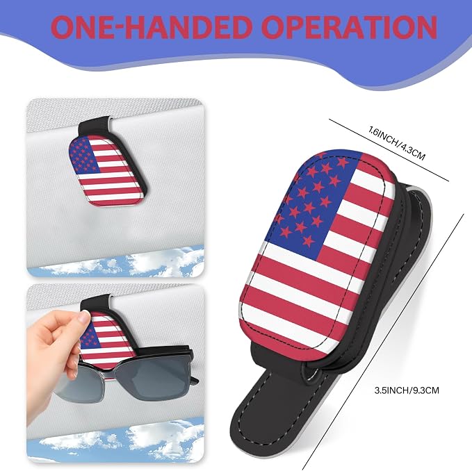 2 Pack Sunglass Holder for Car Visor, National Flag Magnetic Leather Car Sun Visor Clip for for Different Size Eyeglasses, Car Visor Accessories Gadgets (National Flag-Color) - Image 6