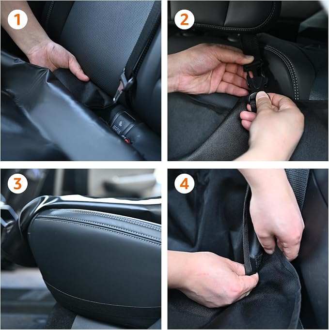 Amazon Basics Waterproof Dog Car Seat Cover, Scratch Proof Protector for Pet, Car Back Bench, 56 x 47 inch, Black - Image 6