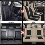IKABEVEM Car Seat Covers Fit for Mazda CX-7 2007-2012 Full Set | Waterproof Faux Leather, Airbag Compatible, Easy Install & Wipe Car Seat Protector,5 Seats Covers Fit for CX-7, Beige&Black - Image 6
