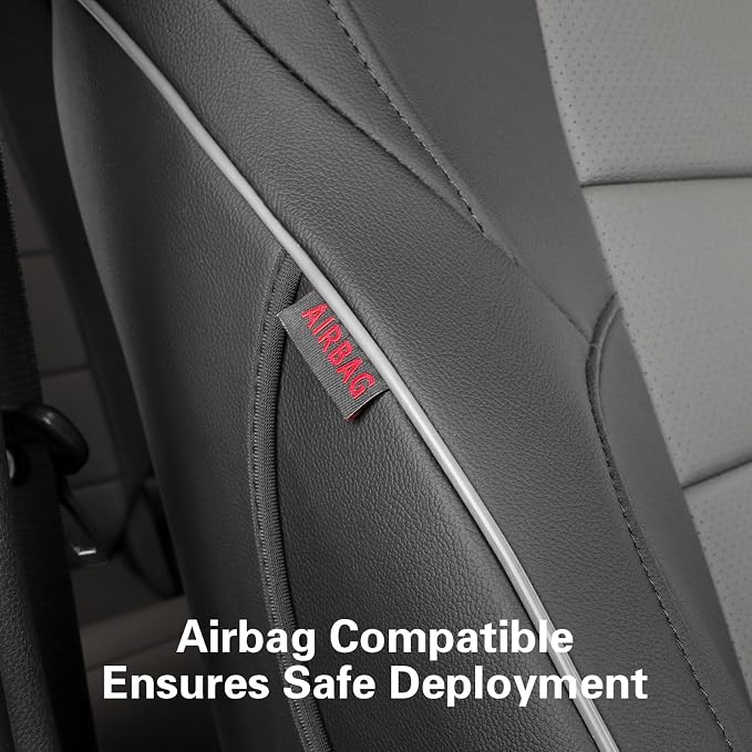 EKR Tacoma Car Seat Covers Custom Fit for Toyota Tacoma (Petrol) 2024 2025 2026 DoubleCab/CrewCab SR/SR5/TRD Sport/TRD Off-Road/Limited -Truck Seat Covers Full Set,Faux Leather(Black/Gray) - Image 2
