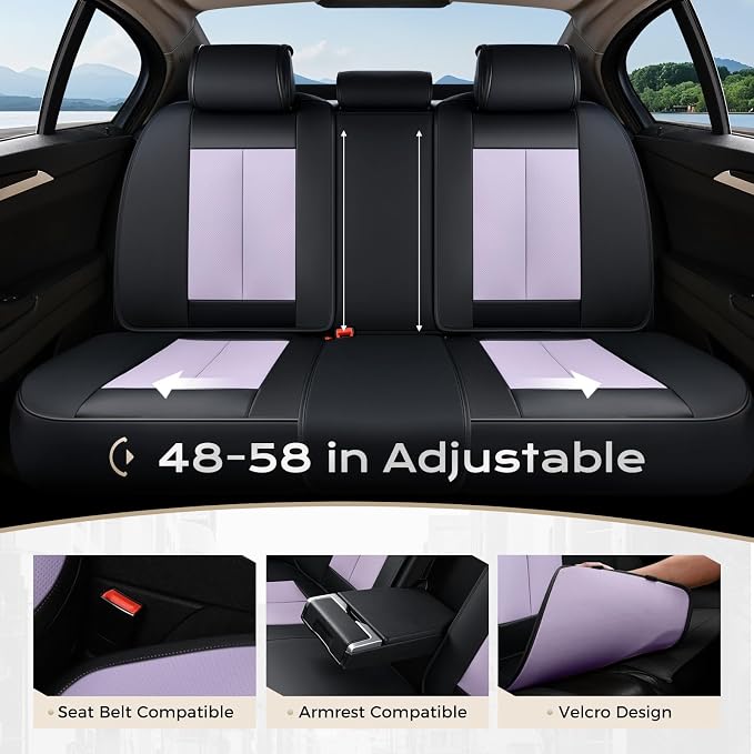 Coverado Car Seat Covers Full Set, Car Seat Protector Waterproof, Nappa Leather Car Seat Cushion, Seat Covers for Cars, Front Seats and Back Universal Fit for Most Cars - Image 2