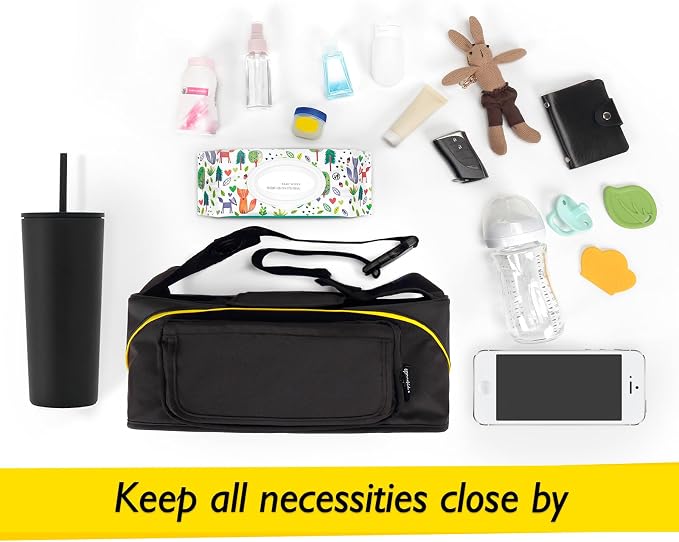 Minne Baby Travel Bag for Doona Infant Car Seat Stroller | Organizer Bag with Cup Holder, Phone & Wipes Pockets, Large Capacity, Water-Repellent & Lightweight, Baby Essentials Storage - Image 2