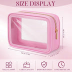 Hsei 20 Pcs Clear Makeup Bags Diaper Bag Organizer Travel Toiletry Bags with Zipper Clear Cosmetic Organizer Car Storage Pouch Bridesmaid Gift for Women Beach Vacation (Pink) - Image 2