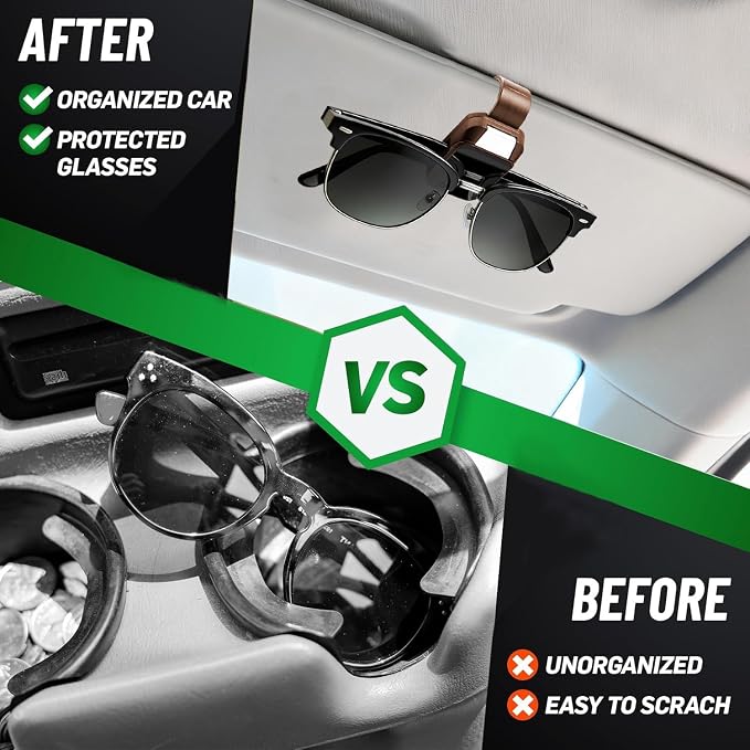 Dsycar Sunglasses Holder for Car, 2 Pack Car Sun Visor Sunglasses Clip | One-Handed-Operation Easy Access Storage for Driving,Universal Fits Anti-Scratch Car Sun Visor Accessories - Image 2