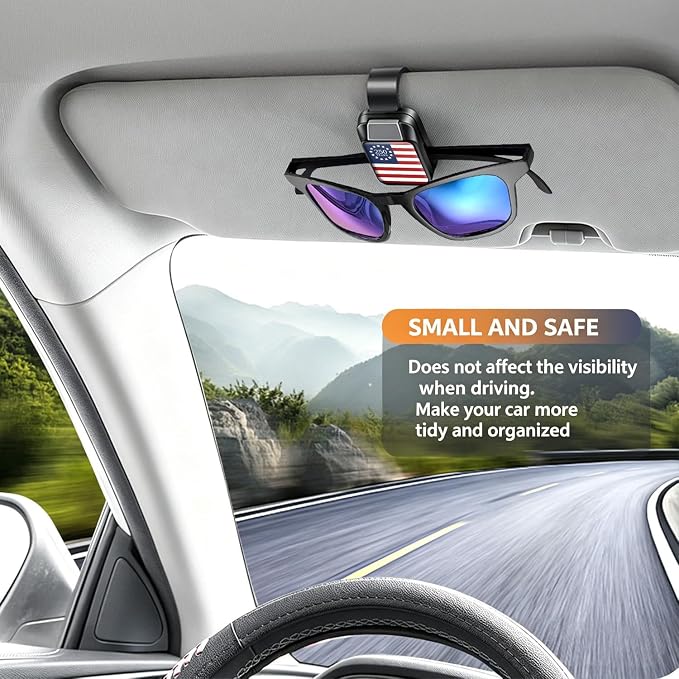 Dsycar 2 Pack Car Sunglasses Holder, 250 Anniversary American Flag Car Clip | One-Handed-Operation Easy Access Storage for Driving,Car Sun Visor Sunglasses Clip Anti-Scratch Car Sun Visor Accessories - Image 4
