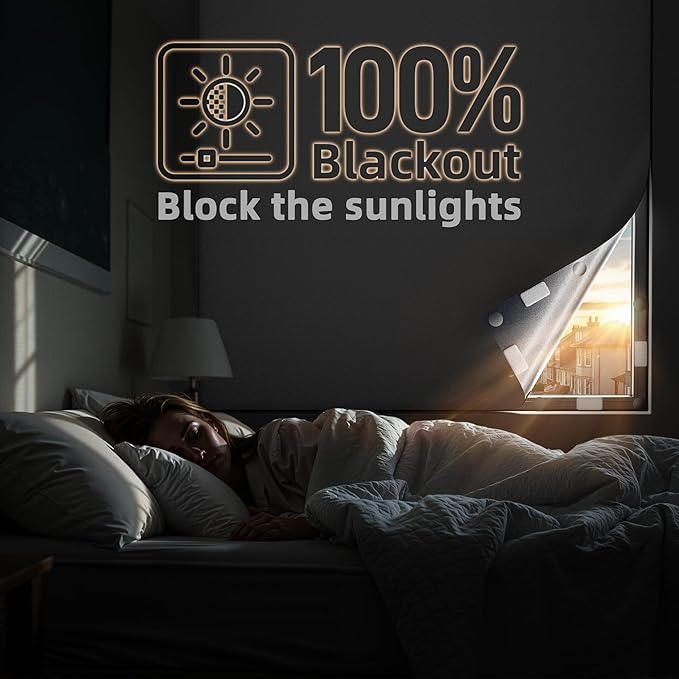 Magnetic Blackout Window Cover Portable 100% Blackout Curtains for Bedroom | 100" x 58" Blackout Blinds no Drill Temporary Blackout Shades Window Film for Media Room Travel Skylight RV- White - Image 2