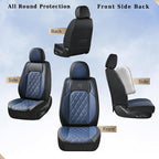 Coverado Seat Covers, Car Seat Cover Front Seats, Luxury Faux Leather Seat Cover, Black and Blue Seat Cover, Car Seats Protectors Waterproof, Automotive Seat Covers Universal Fit for Most Cars - Image 6