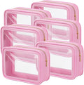 Hsei 6 Pcs Clear Makeup Bags Diaper Bag Organizer Travel Toiletry Bags with Zipper Clear Cosmetic Organizer Car Storage Pouch Bridesmaid Gift for Women Beach Vacation (Pink) by Hsei