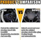 JOYCOURT 15 Inch Bling Soft Leather Car Steering Wheel Cover, White | Colorful Rhinestones Design, Auto Elastic Protector for Women Girls, Crystal Diamond Car Accessories for Most Cars, SUVs - Image 3