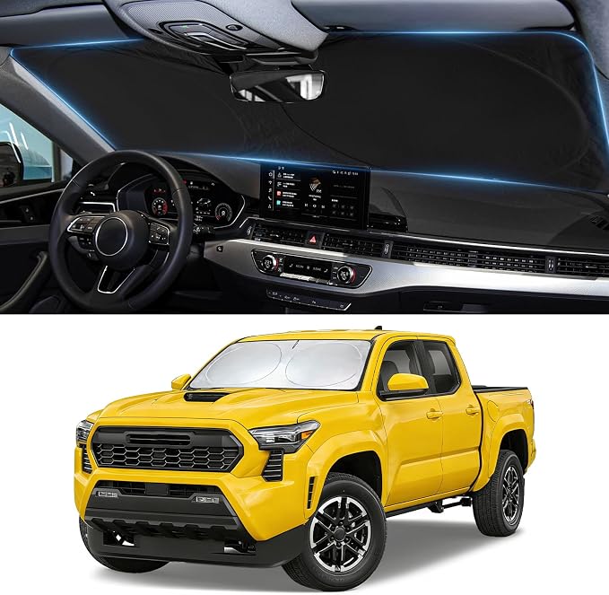 Windshield Sunshade for Toyota Tacoma 2016-2026 2Dr 4Dr Pickup Sun Visor | Sun Shade for Tacoma Foldable Front Window Cover Retractable Protector Keep Interior Cool by BOODANCARS
