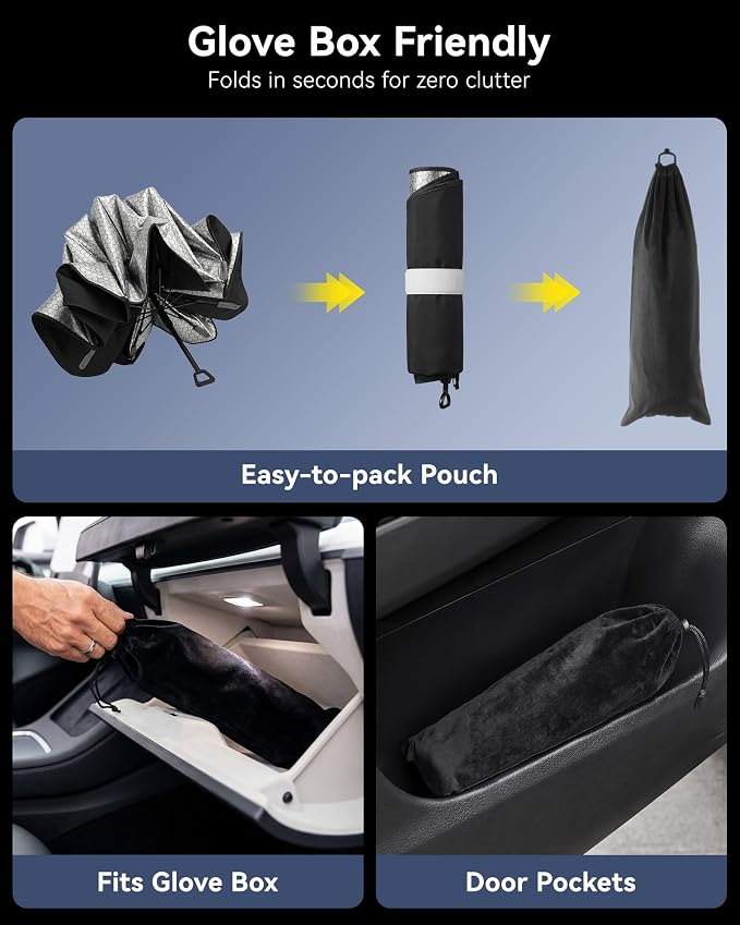 Car Windshield Sun Shade Umbrella, Foldable Sunshade Cover, Large | Front Window Visor, UV Rays, Heat Protection, Custom Fit, Cool Interior, Shield & Protector Accessories, Sunshades, SUV Truck - Image 7