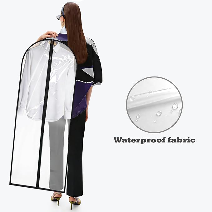 Dress Bags for Gowns Long, 65'' Garment Bags for Hanging Clothes, Suit Bag Cover for Storage and Travel (Clear) - Image 6