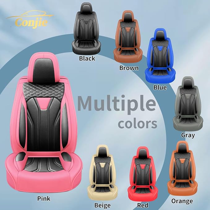 Fit Rogue Car Seat Covers Compatible with Nissan Rogue 2014-2026 - Premium Leather Waterproof Breathable，All-Weather Seat Cushion Protecto & Airbag Compatible （2 Front Seat, Pink & Black - Image 8
