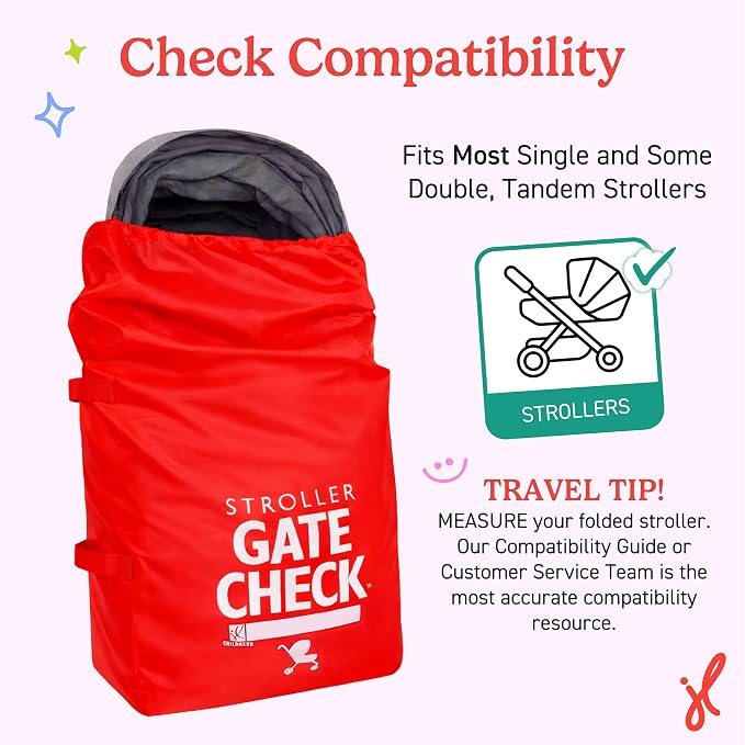 J.L. Childress Gate Check Travel Bag for Single & Double Strollers, Red - Image 4
