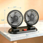 5V Dual Head Car Fan, Portable Vehicle Cooling Fan with 2 Speeds, 360° Rotatable Adjustable Dashboard Air Circulator for SUV, RV, Truck, Sedan, Cruise, Cigarette Lighter Powered USB Fan - Image 8