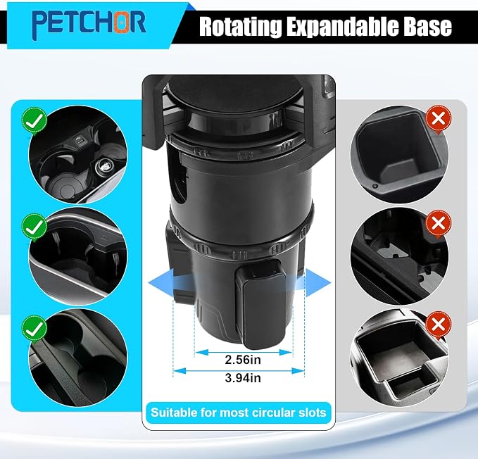 Car Cup Holder Expander, 2 in 1 Cup Holder for Large Bottles Drinks | With Impact-resistant Silicone Edges for Anti-Slip Stability. The 2-in-1 Design Maximizes Space for Phone, Drink, and Snack - Image 3