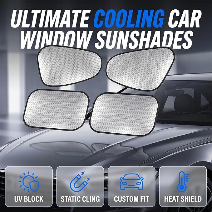 Car Side Window Sunshade, Static Cling Blackout Privacy, Universal Fit | Tool-Free Static Cling Install in Seconds, Thick Blackout Coating Blocks Light & Heat, Full Privacy for Camping & Travel, Fit - Image 2