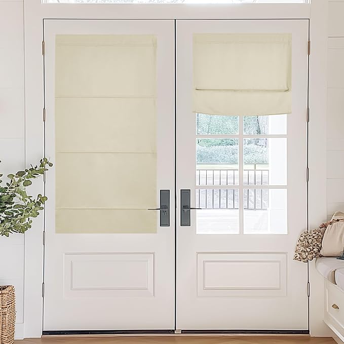 NICETOWN Blackout Roller Shades, No Tools No Drill Cordless Door Blinds | Thermal Insulated, Privacy Shades for Bedroom, No Tools Roll Shade, French Front Door Window Cover, 35 x 64 inches Long by NICETOWN