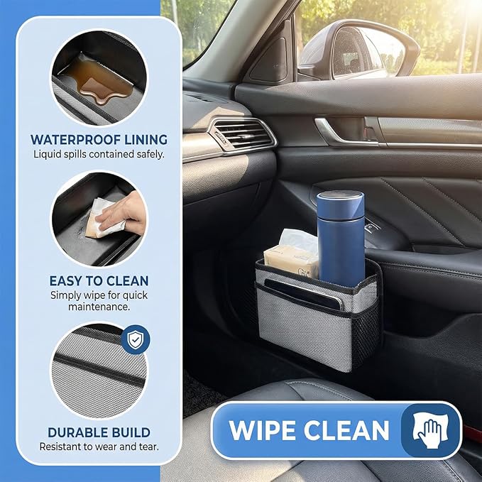 Bittwee Car Side Pocket Organizer, Hanging Trash Can for Car Door and Seat, Vehicle Mini Foldable Storage Bag Dustbin Container, Universal for Truck SUV Van (Red) - Image 4