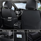 Coverado Seat Covers Full Set, Breathable Leather Car Seat Cover,Universal Car Seat Protectors, Seat Cover Waterproof, Front and Rear Seat Cover Fit Most Cars, BlackRed - Image 3