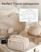BAGSMART Travel Makeup Bag, Make Up Bag with Multiple Compartments for Organizer, Durable & Compact Cosmetic Organizer for Women for Travel Accessories (Beige) - Image 2