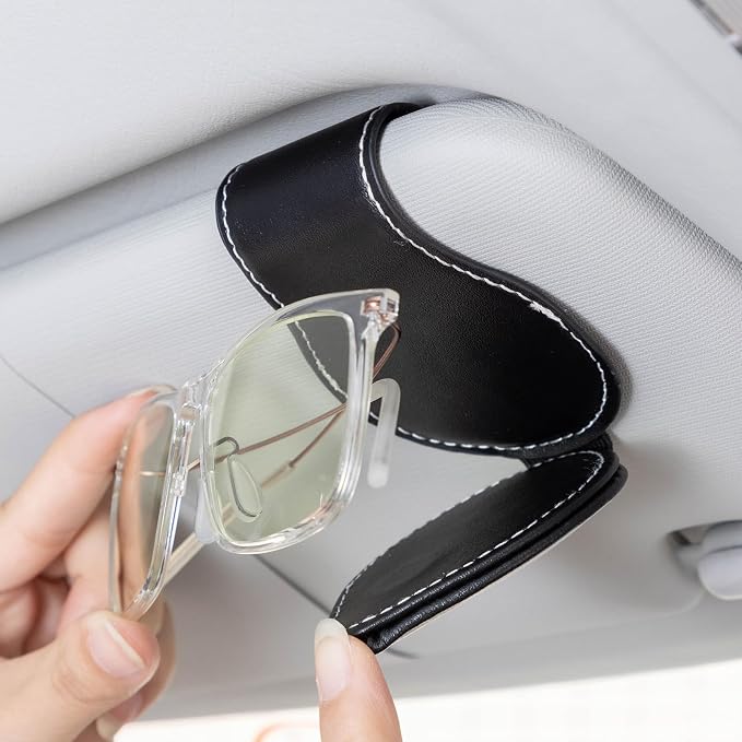 Car Sunglass Holder, Eyeglass Holder Fit Jaguar XE XEL XF XFL XJ F-PACE F-Type, Sunglass Hanger Mount for Car Sun Visor, Interior Accessories, Black - Image 3