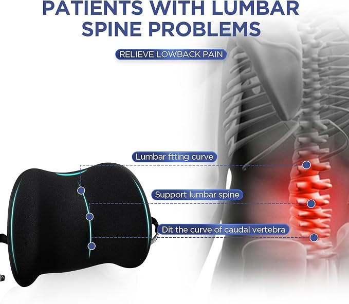 Lumbar Support Pillow for Office Chair, Memory Foam Car Back Cushion | Lumbar Pillow Lower Back with Adjustable Straps, Ergonomic Chair Back Pillow for Office, Car, Gaming Chairs and Bed - Image 2