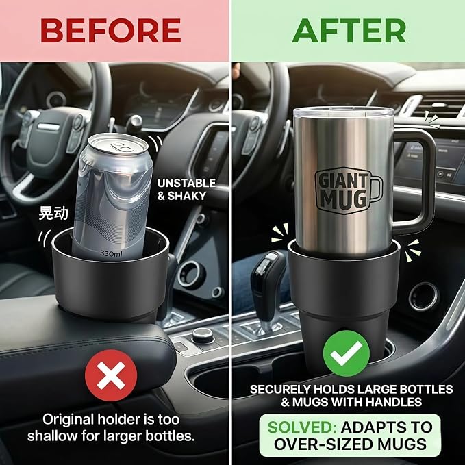 Car Cup Holder Expander Adapter for Large Bottles, Compatible with Stanley 40oz Tumbler with Handle, Yeti Rambler 36oz/46oz, Hydro Flasks - Adjustable Base Fits Most Vehicles, SUVs, Trucks & RVs - Image 3