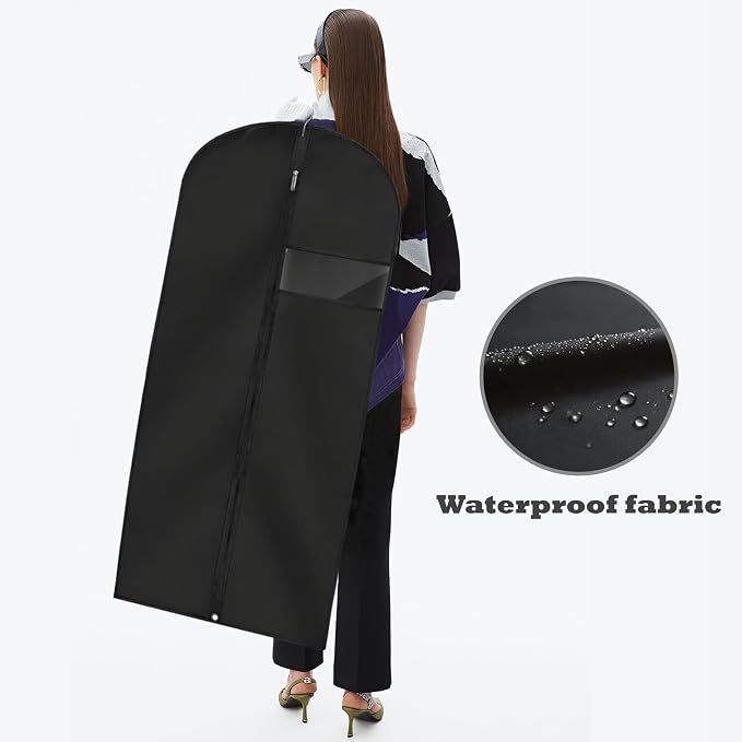 Garment Bags for Hanging Clothes, 45'' Suit Bag Cover for Storage and Travel, Dress Bags for Gowns Long (Black) - Image 6