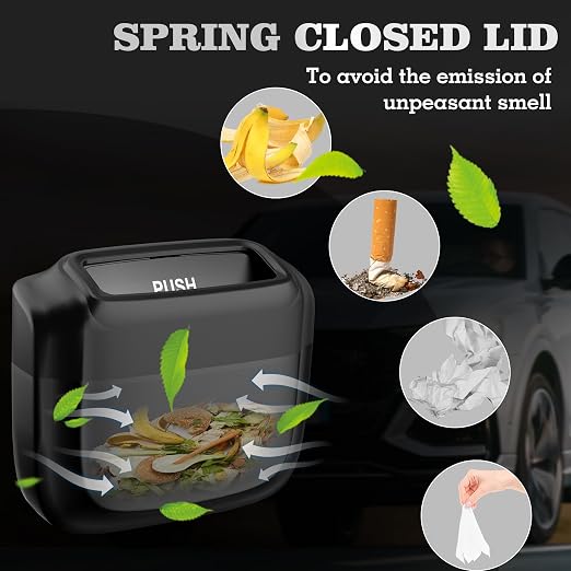 1 Pack Car Trash Can with Lid, Built-in Storage Garbage Bag, Black | Leakproof Car Door Trash Can with Hook, 30pcs Trash Bags, Mini Automotive Garbage Bin for Vehicle, Office, Home - Image 3