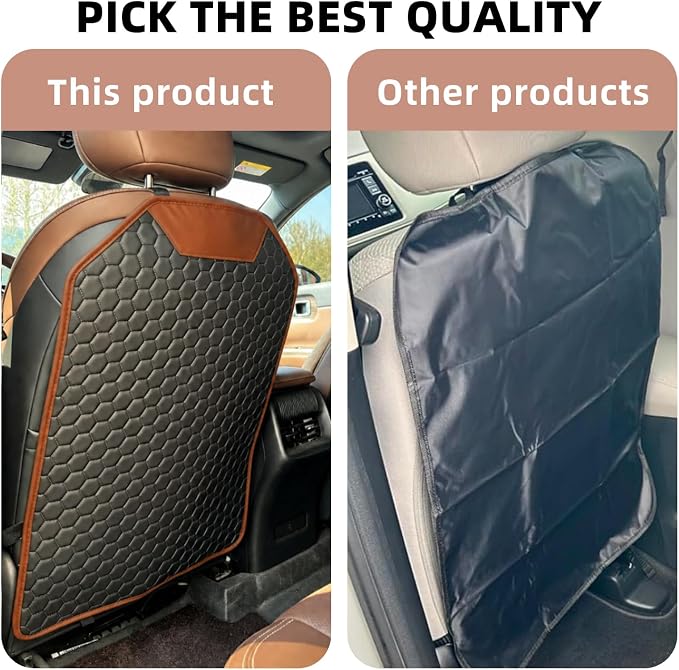 Kick Mat Back Seat Protector - Car Back Seat Cover for Kids Feet - Waterproof & Sturdy Protector for Upholstery from Dirt, Mud, Scratches and Stain (Hexy 2 pcs) - Image 8