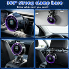 Car Fan,3‑in‑1 Portable Fan Clip‑on/Hang/Stand 3D Circulating Air Car Cooler with LED Display,USB Rechargeable Quiet Vehicle Fan for SUV Truck RV,Ideal Summer Gift for Drivers - Image 3
