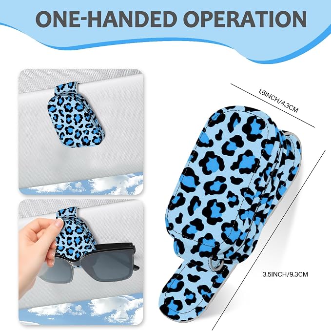 2 Pack Sunglass Holder for Car Visor, Universal Magnetic Car Sunglass Holder for Different Size Eyeglasses, Car Visor Accessories (Leopard-Blue) - Image 6