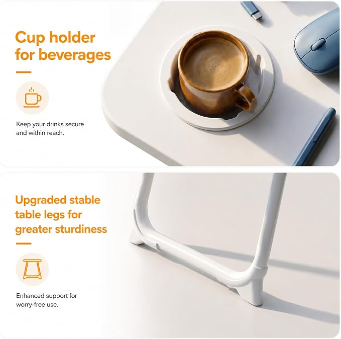 Car Desk for Laptop, Car Seat Table Tray with Cup Holder | Adjustable Car Desk for Travel, Eating, Laptop Work and Trips, Foldable Car Seat Table Organizer - Image 5