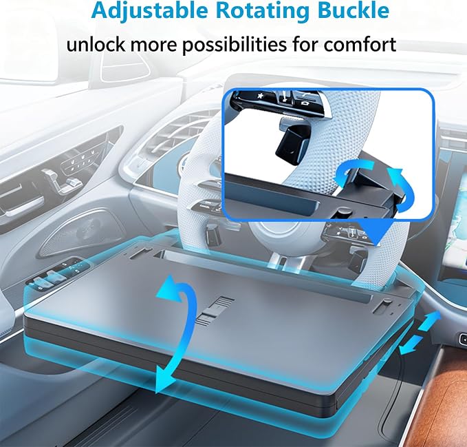 Steering Wheel Tray, 80% Extra-Large Telescoping Car Desk for Laptop, Multi-Functional Car Table for Eating & Working, Portable Car Desk, Compatible with Most Cars, SUVs, Trucks - Image 5
