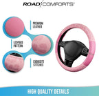 Road Comforts Leopard Steering Wheel Cover for Women, Cute Anti-Slip Microfiber Leather, Universal Fit 14.5-15 Inch Round Steering Wheel - Full Pink - Image 7