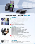3 in 1 Wireless Charger Station for Galaxy S26 Ultra S25 S24, Foldable | Fast Charging for Z Fold Flip 7/6, Detachable Watch Charger for Galaxy Ultra 8/7/6, Compact & Portable, No Adapter, Black - Image 3