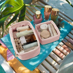 Mini Makeup Bag with Small Cosmetic Bag Travel Essentials Organizers,TSA Approved Toiletry Bag Makeup Pouch Clear Cosmetic Bags for Women,Pink - Image 3