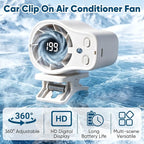 Car Clip on Air Conditioner Fan with LED Display, 360 Rotation, 199 Speeds & Semi-Cooling Technology, USB Rechargeable Personal Fan, Hands-Free Clip on Fan for Cars, Camping (Orange) - Image 3
