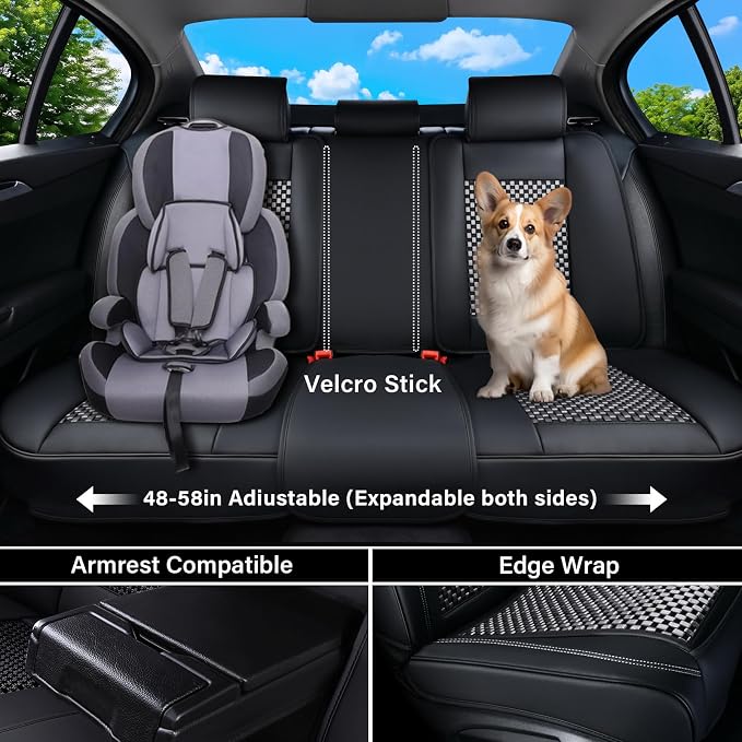 Coverado Leather Seat Covers for Car, Waterproof Car Seat Covers Full Set, 2 in 1 Conversions Car Seat Cover Protector Car Accessories Universal Fit for Most Cars SUVs and Trucks (Black&Gray) - Image 4