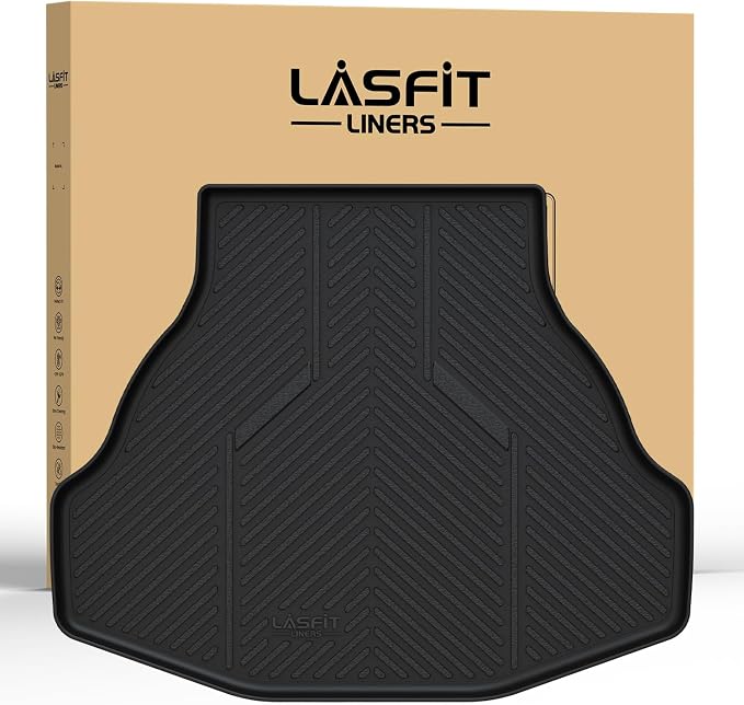 LASFIT Trunk Mat for Honda Accord 2017 2016 2015 2014 2013 (Only Sedan) | All Weather Custom Fit Anti-Slip Pet Friendly Easy Clean TPE Trunk Liner Cargo Mat, Black (NOT Coupe & Hybrid) by LASFIT
