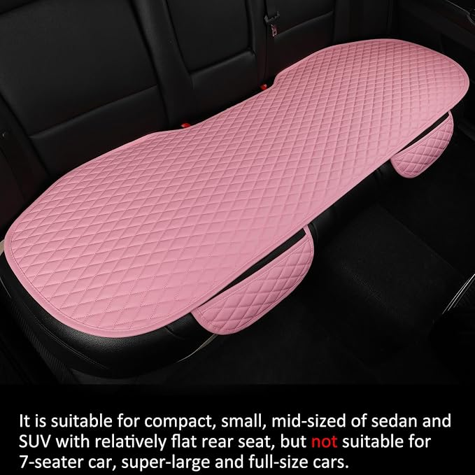 West Llama Pu Leather Car Seat Bottom Covers Protectors Include 1 Pair Front Driver Seat Pad Mat and 1 Rear Bench Cover Universal Fit 90% Vehicles,Pink - Image 6