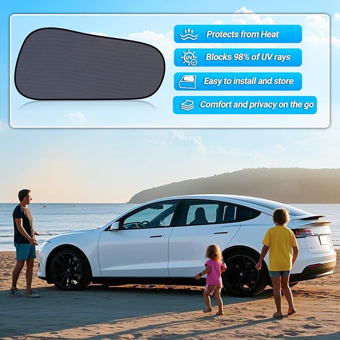 ZATOOTO Tesla Model Y Back Side Window Sun Shades, 95% UV & Heat Block | Custom Fit 2020-2026, Anti-glare, Privacy Protection, Semi Transparent Static Cling, No Adhesive, Tool-Free Install - Image 6