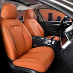 Car Seat Covers Full Set Orange Seat Cover Front Seats and Back Leather Seat Covers for Cars Waterproof Car Seat Cushion Universal Car Seat Protector Fit for Most Cars Trucks SUVs - Image 2
