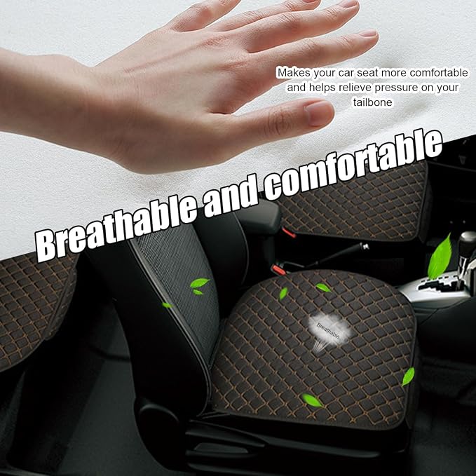 povtii Car Seat Bottom Cover Pad, Breathable Auto Front Seat Protector with Storage Pocket, Comfortable Seat Bottom Cushion Mat for Most Vehicle, Universal Interior Car Accessories (Black+Golden) - Image 4