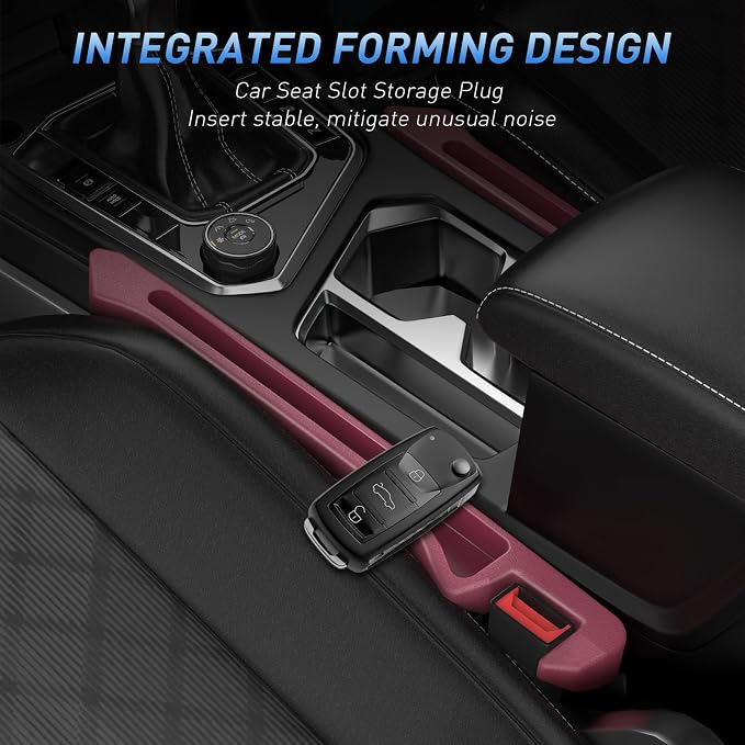 Car Seat Gap Filler 2Pack, Inserts Between Seats Console with Organizer Storage Upgraded Phone Holder Side Seat Gap Fillers Cars Front Seats Fill Plug Car Essentials for Vehicle SUV Truck (Wine Red) - Image 8